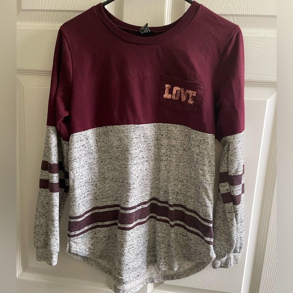 Rue21 Rose Gold Sequined “LOVE” Long Sleeve